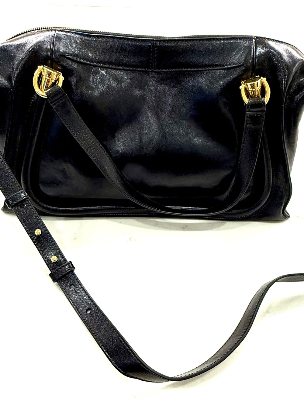 Chloe Paraty 24 Black Leather Shoulder Bag with Gold Hardware